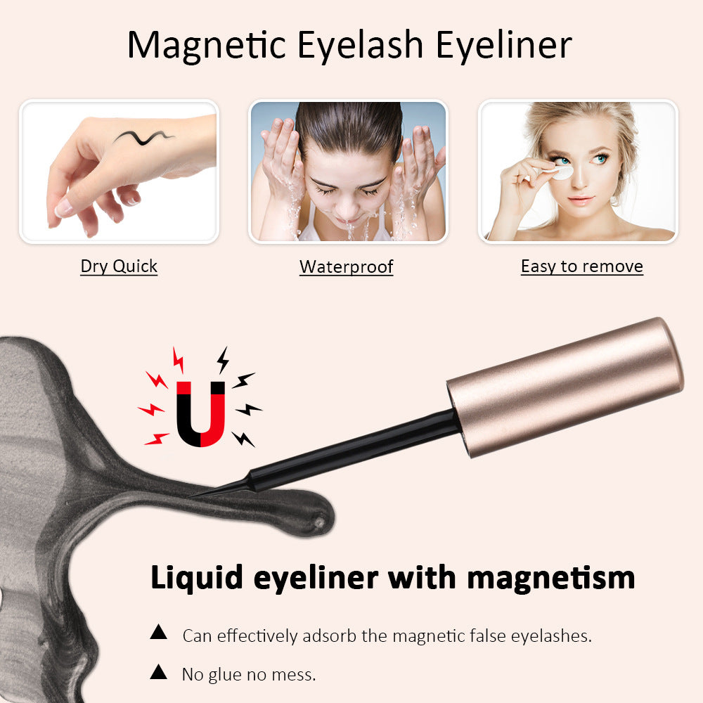Magnetic False Eyelashes with Liquid Eyeliner Set