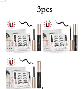 Magnetic False Eyelashes with Liquid Eyeliner Set