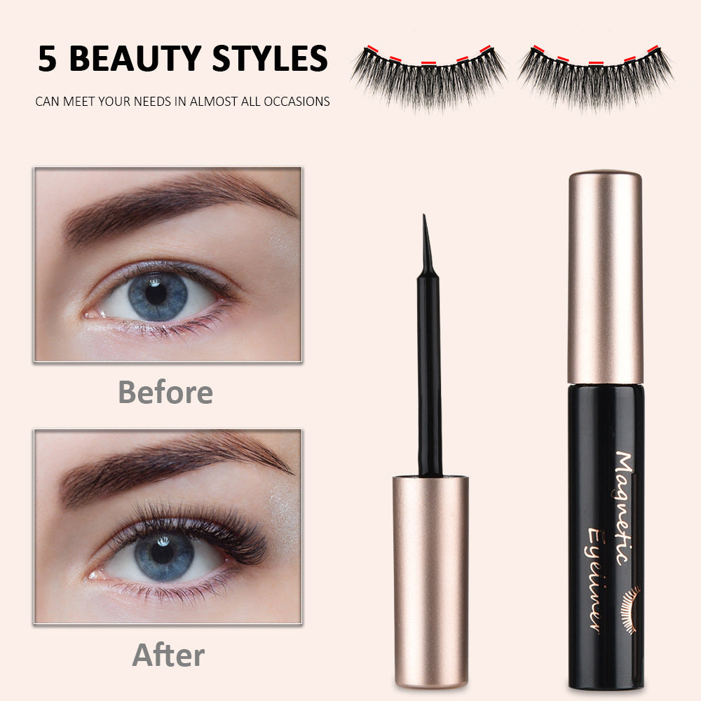 Magnetic False Eyelashes with Liquid Eyeliner Set