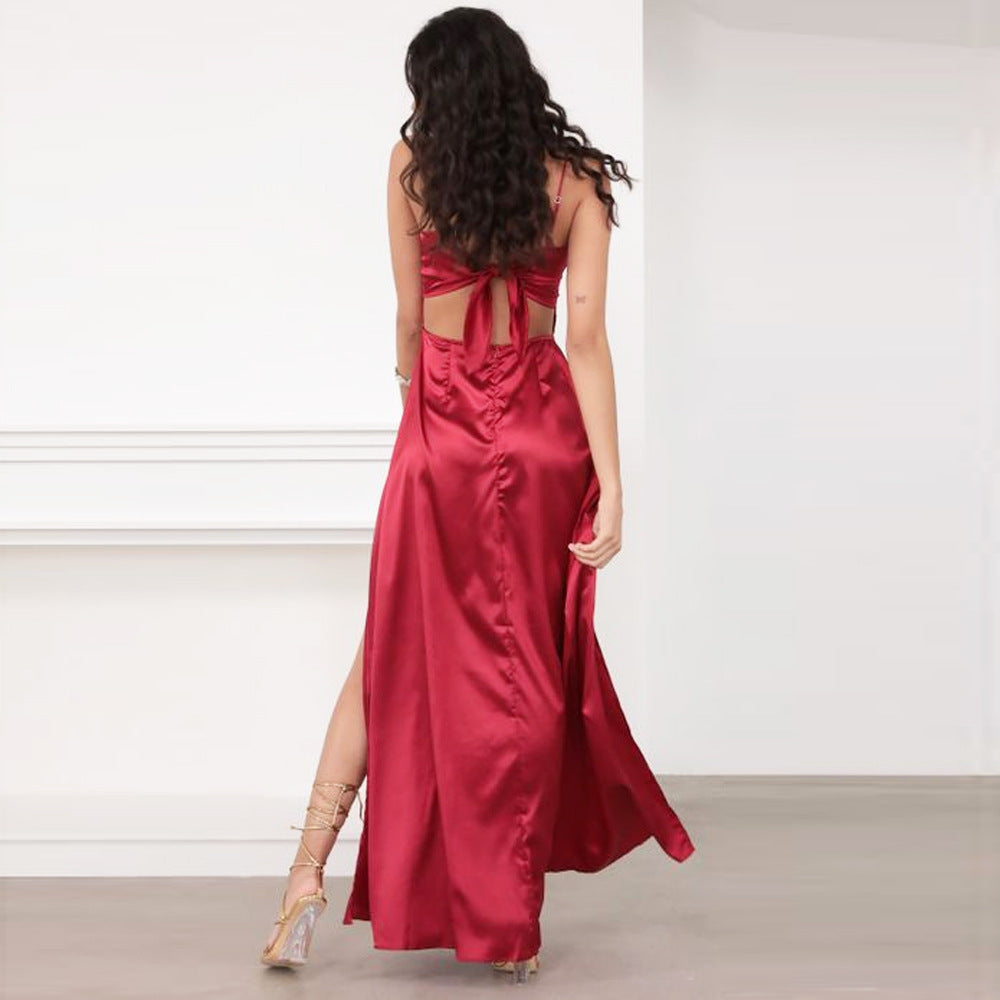 Elegant Silk Satin Wrap Dress